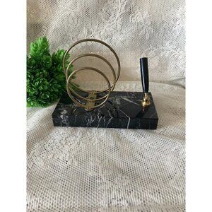 Heavy Marble Letter and Pen Holder/Vintage Black and White